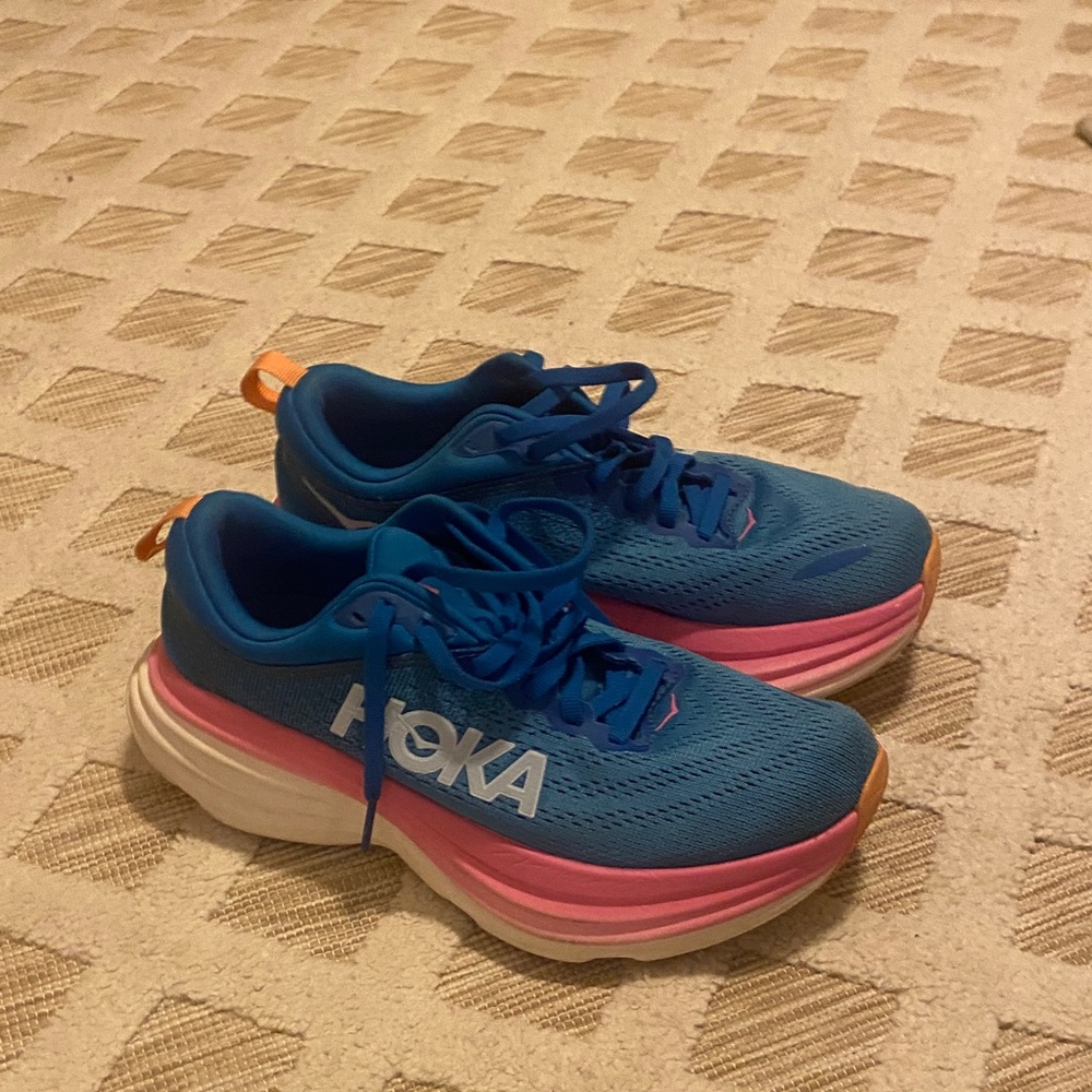 Hoka Vibrant Blue and Pink Sneakers